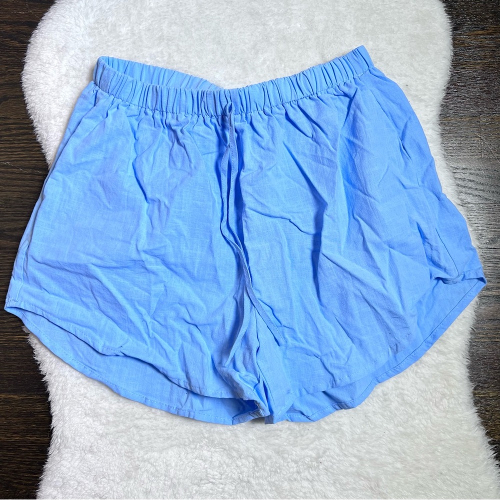Shein 100% Cotton Blue Casual High Rise Shorts Large